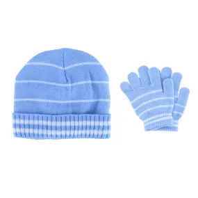 CTM® Kids' Striped Winter Hat and Glove 2-Piece Set