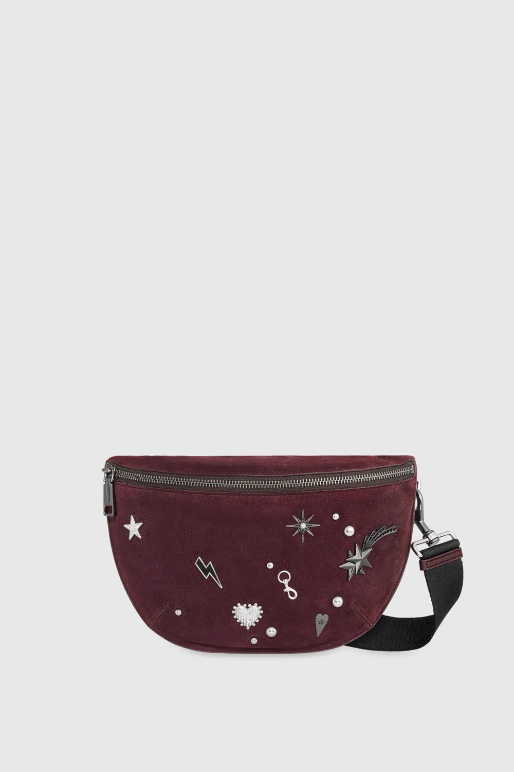 Darren Belt Bag With Celestial Studs In Garnet/Silver