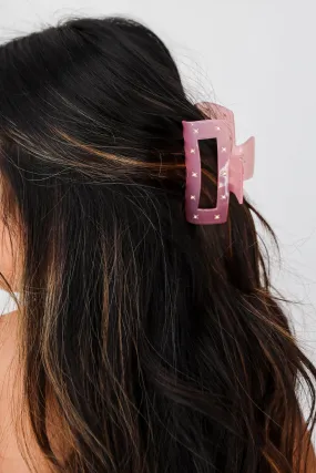 Dazzling Bliss Pink Rhinestone Claw Hair Clip