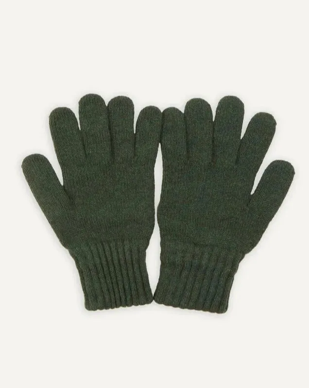 Drake's Lambswool Knit Gloves / Green