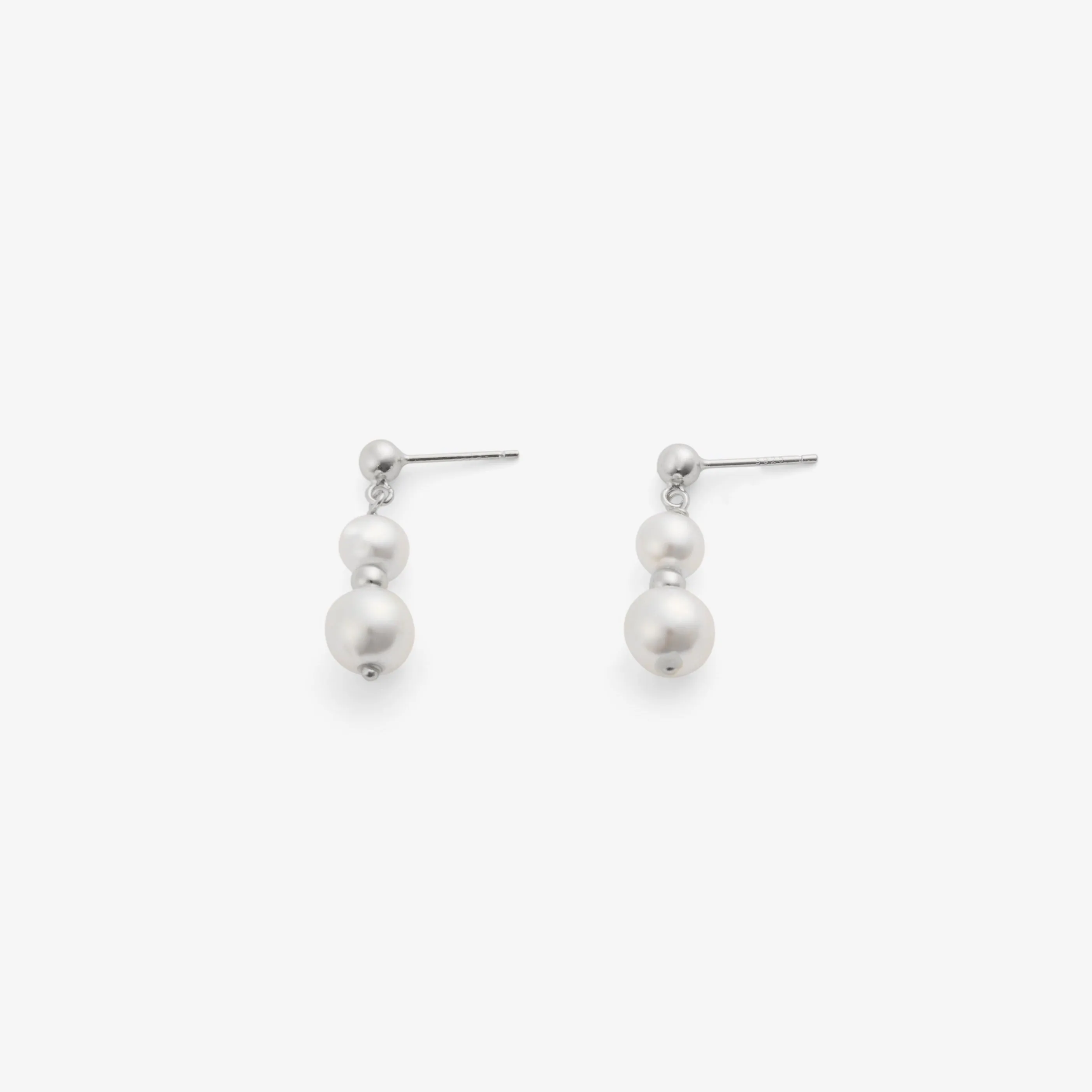 DUO PEARL DROP EARRINGS Silver