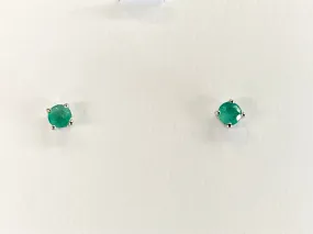 Emerald 14 K White Gold Stud Earrings 0.54 Carats