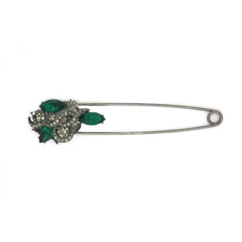 Emerald Crystal Large Pin Brooch