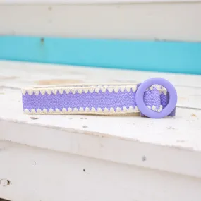 Extra Length Stretch Belt in Purple & Cream