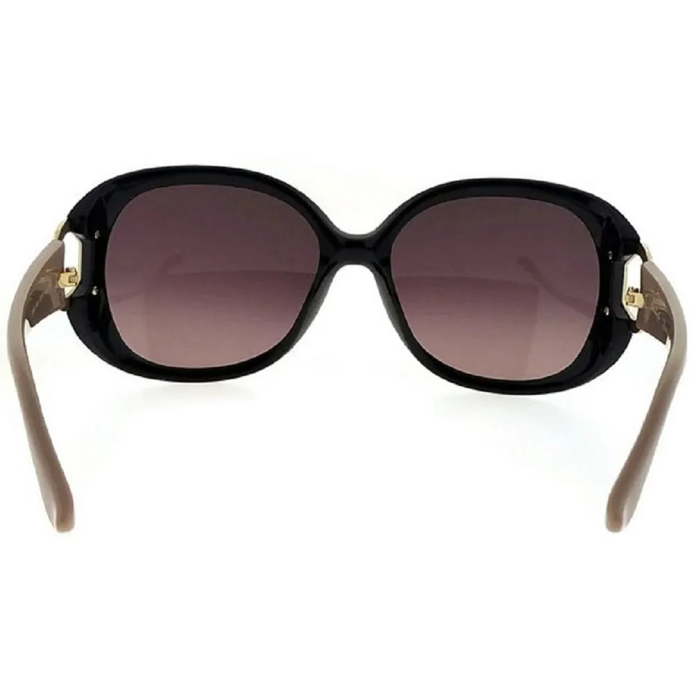 Ferragamo Brown Gradient Oval Sunglasses, Black