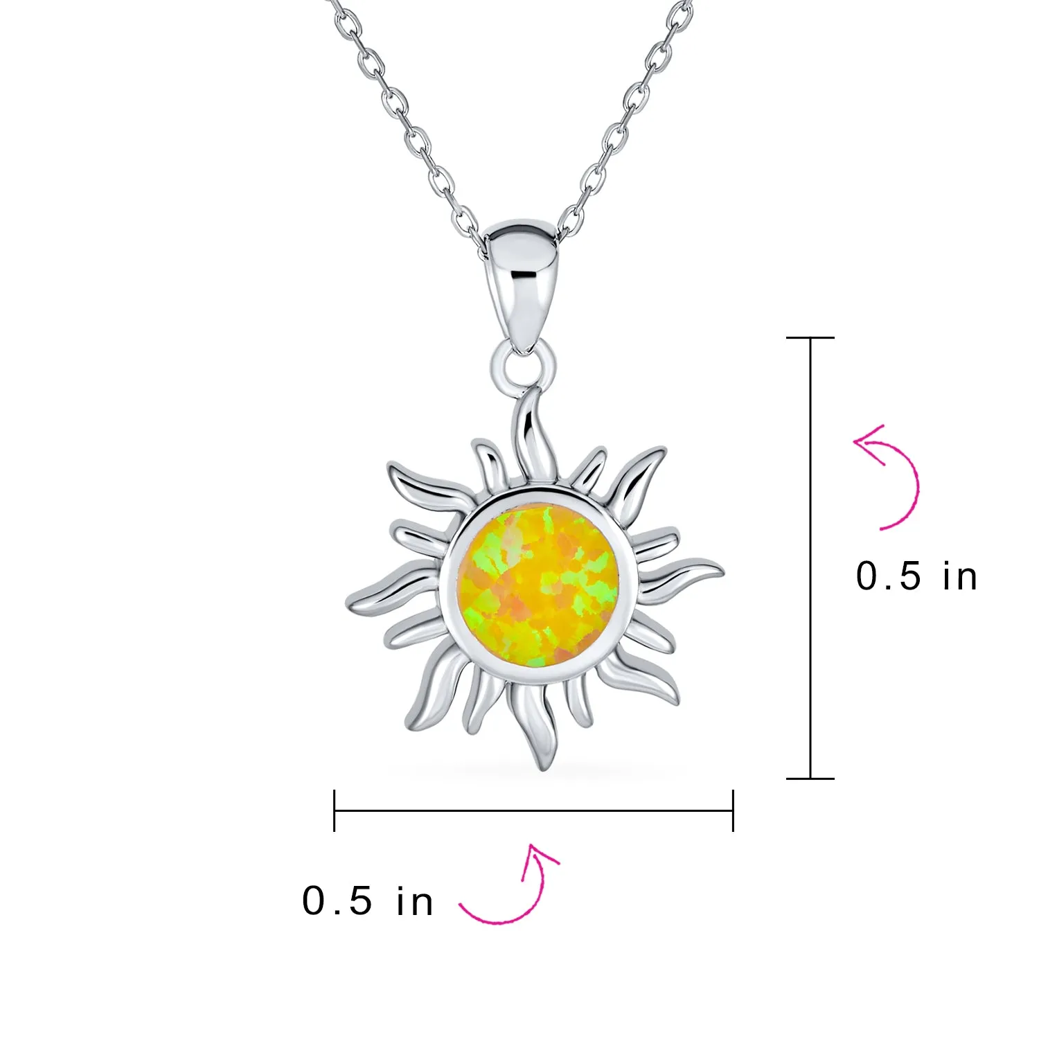 Flaming Sunshine Yellow Opal Sun Burst Necklace .925Sterling Silver