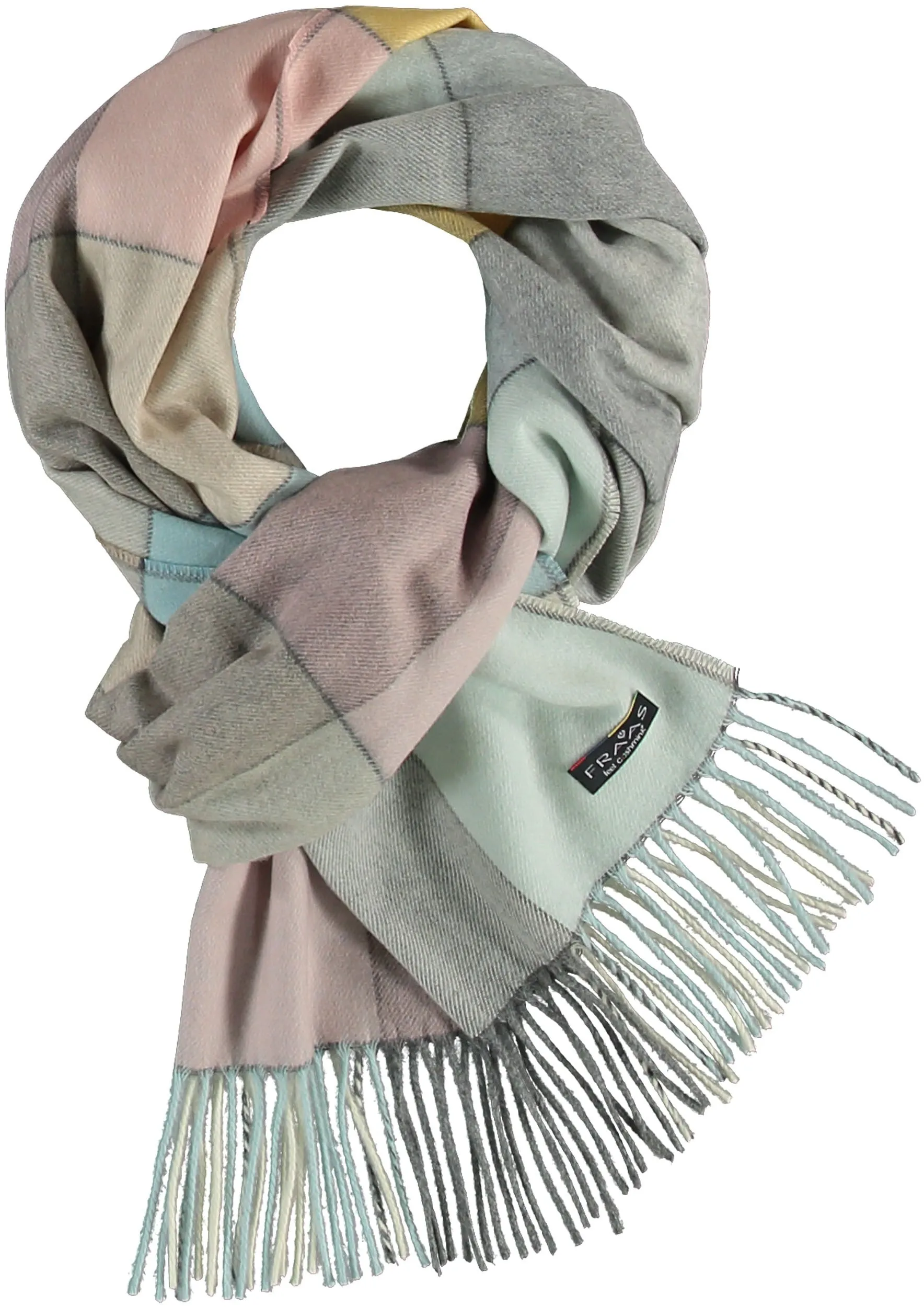 Fraas 625511 020 Oyster Sky Vanilla Rose Window Pane Cashmink Scarf