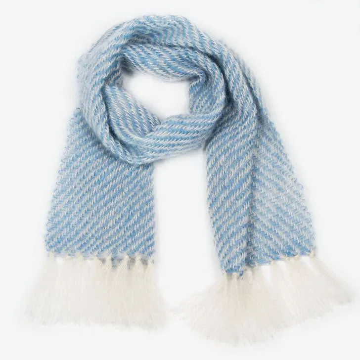 French Blue Handwoven Mohair Scarf