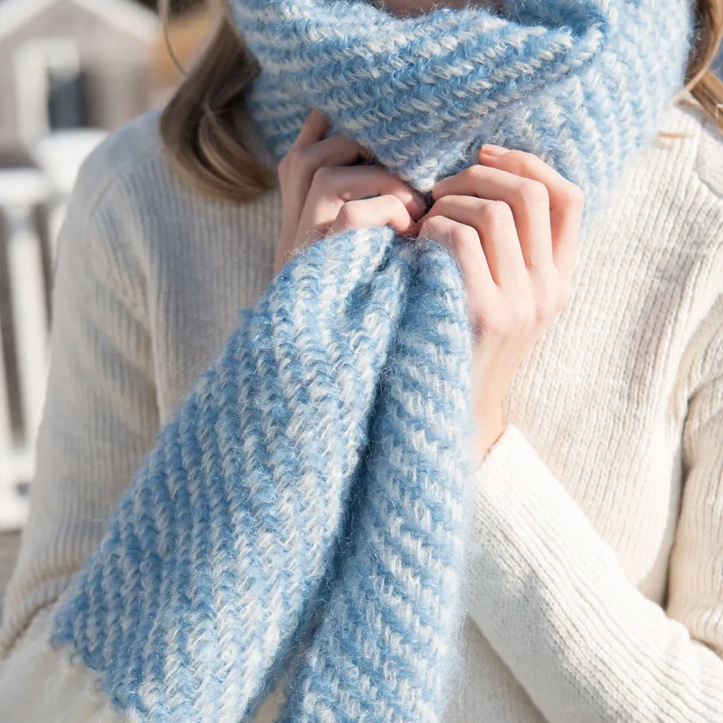 French Blue Handwoven Mohair Scarf