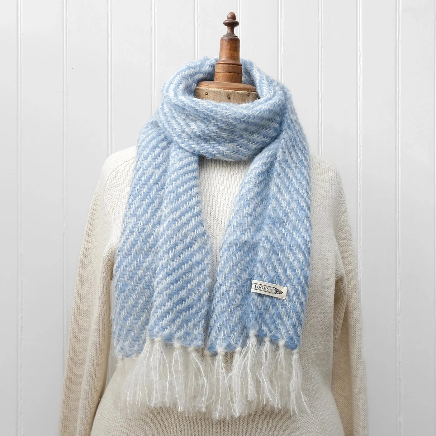 French Blue Handwoven Mohair Scarf