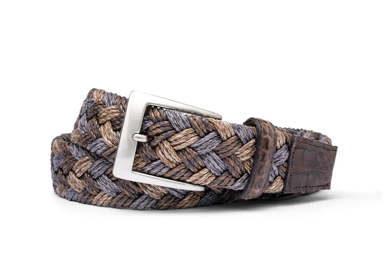 French Khaki Woven Belt with Croc Tabs