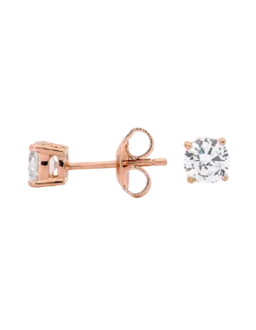 Georgini 5mm Clear Round Stud Earrings w/ CZ - Rose Gold