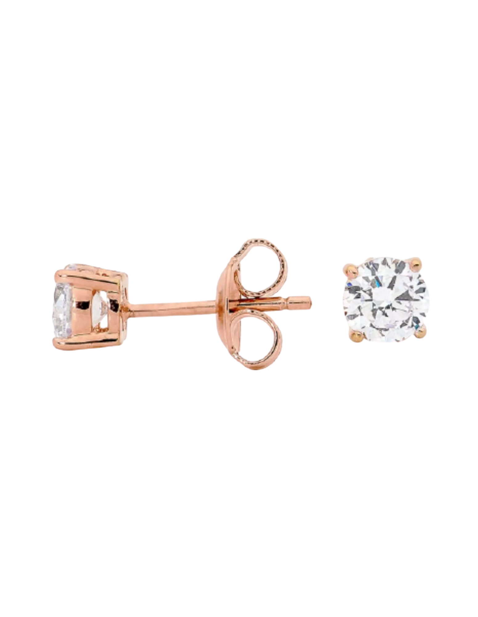 Georgini 5mm Clear Round Stud Earrings w/ CZ - Rose Gold