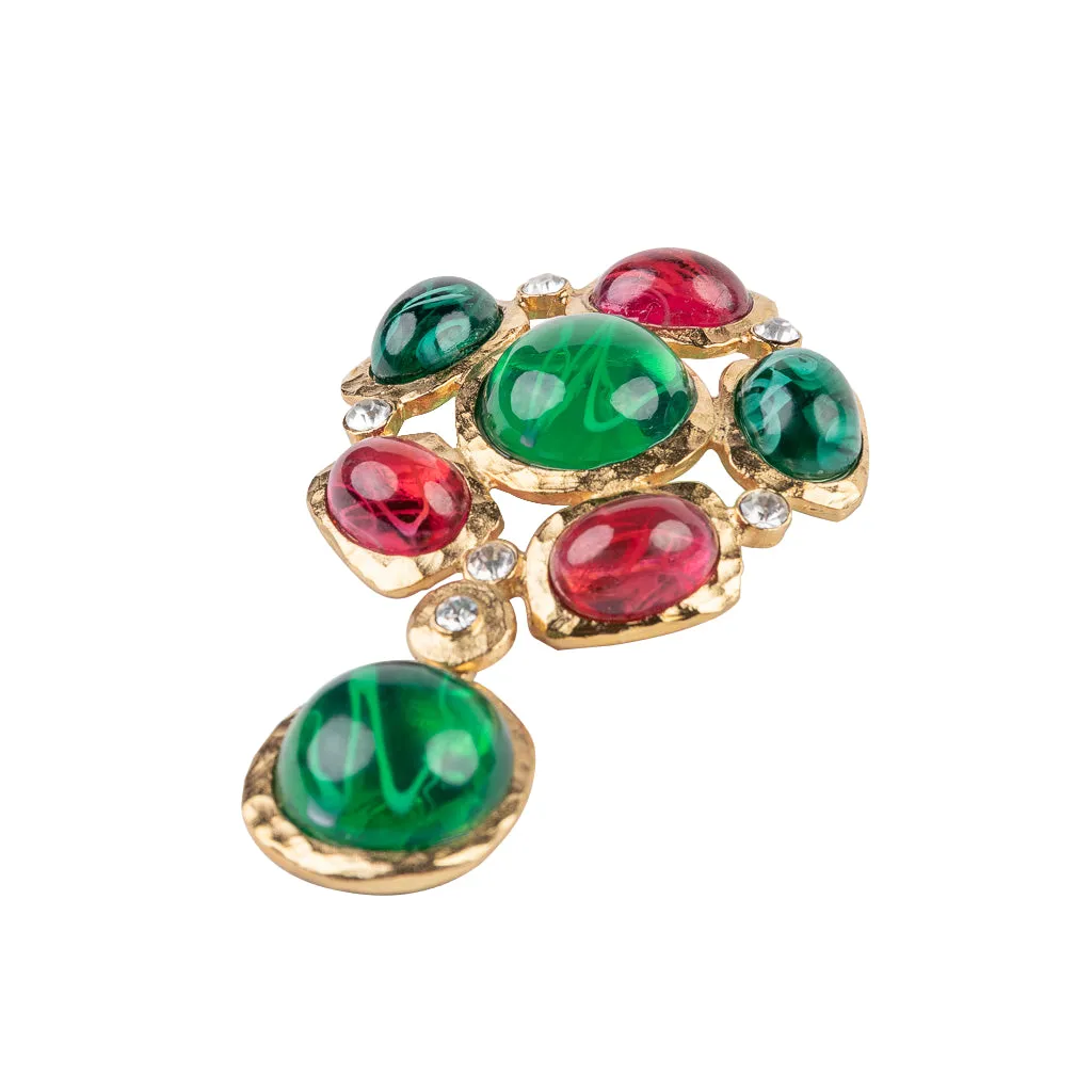 Gold and Crystal Gem Cluster Pin