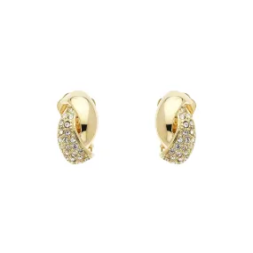 Gold Crystal Twist Clip Earrings