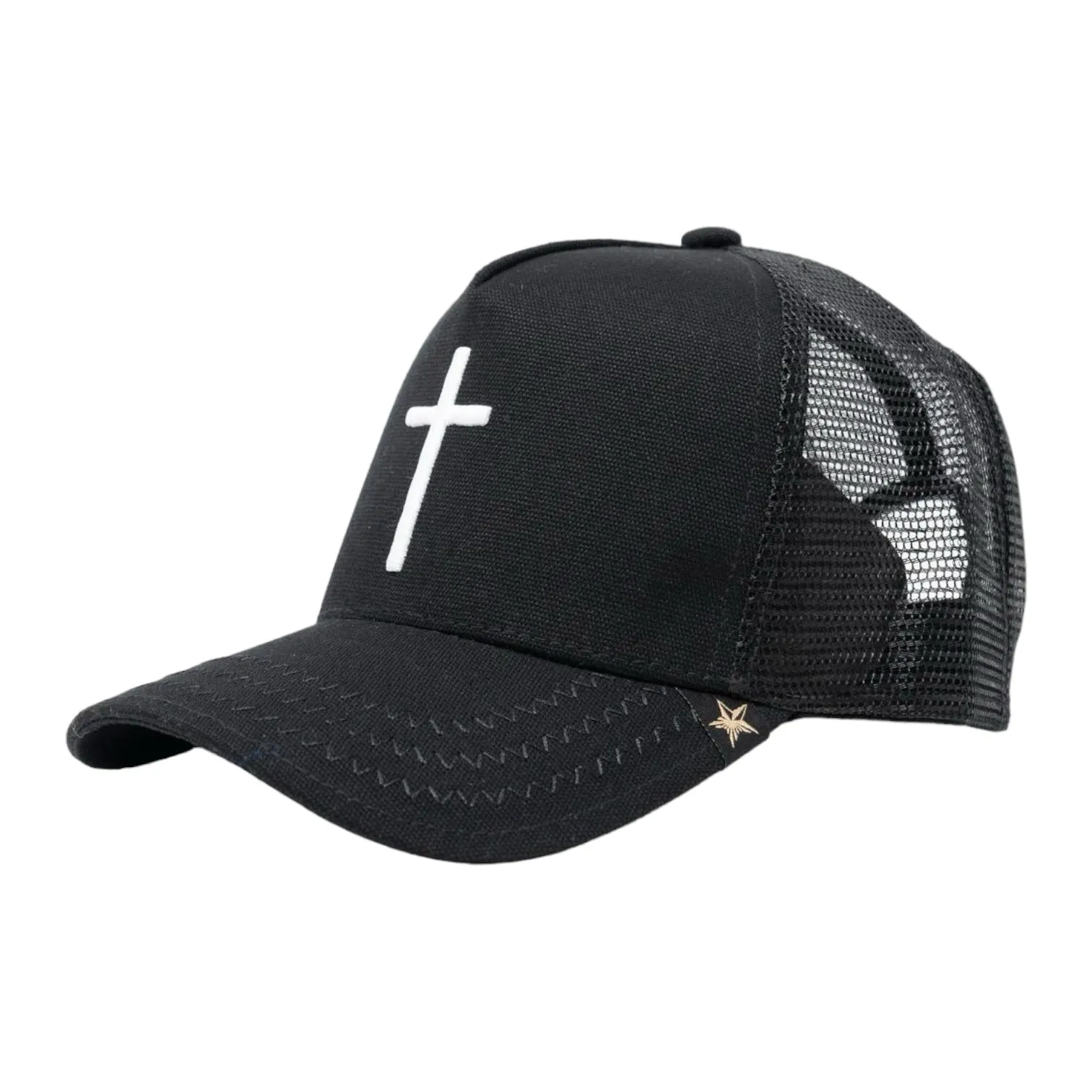 GOLD STAR HATS: Cross Trucker Hat GS145