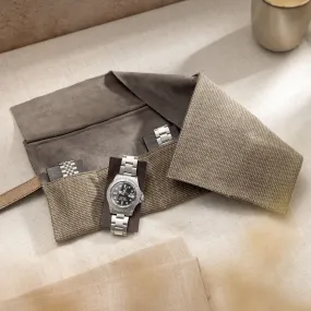 Grey Canvas 6 Watches Leather Roll