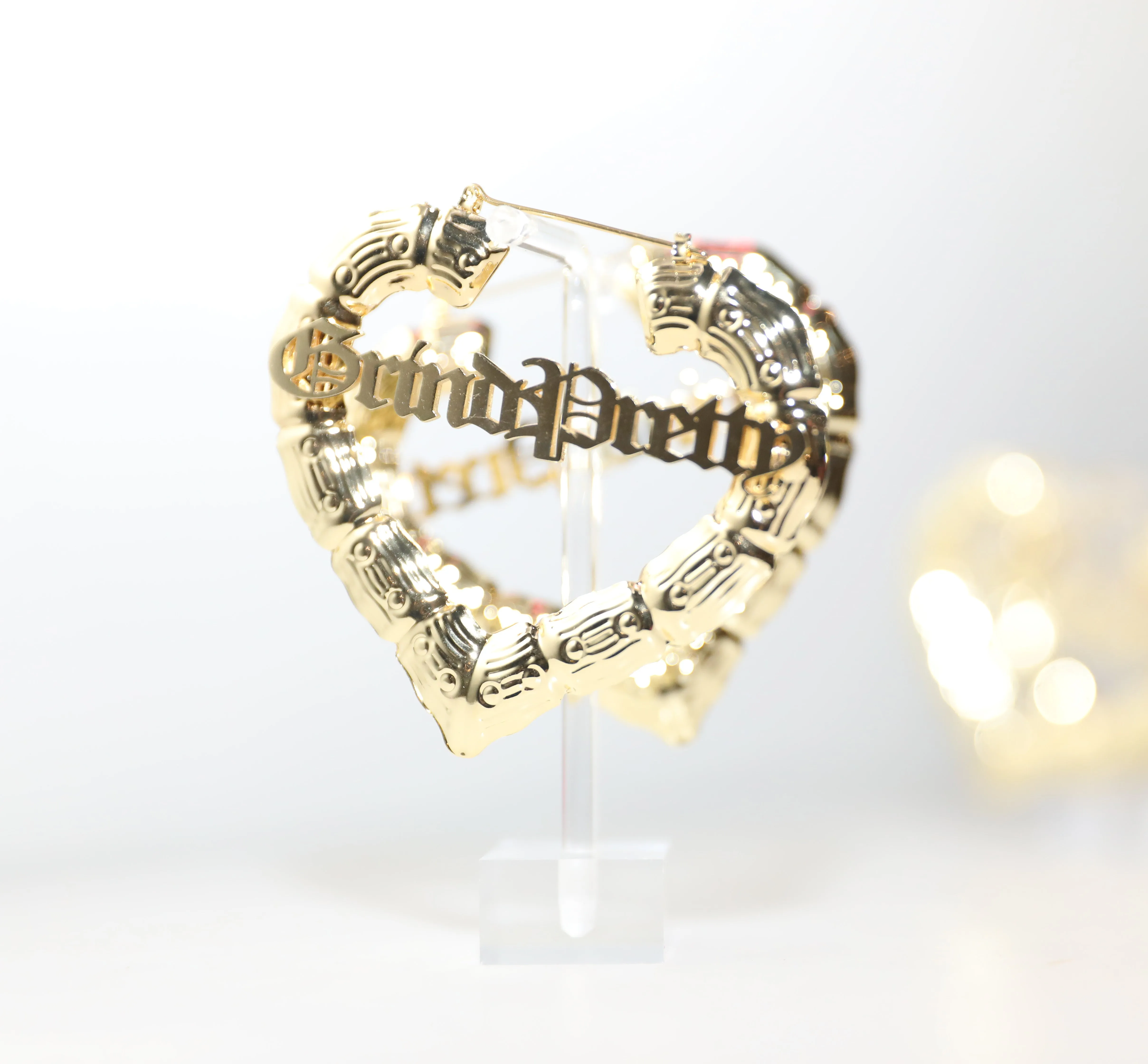 Grind Pretty Heart-Shaped Bamboo Earrings