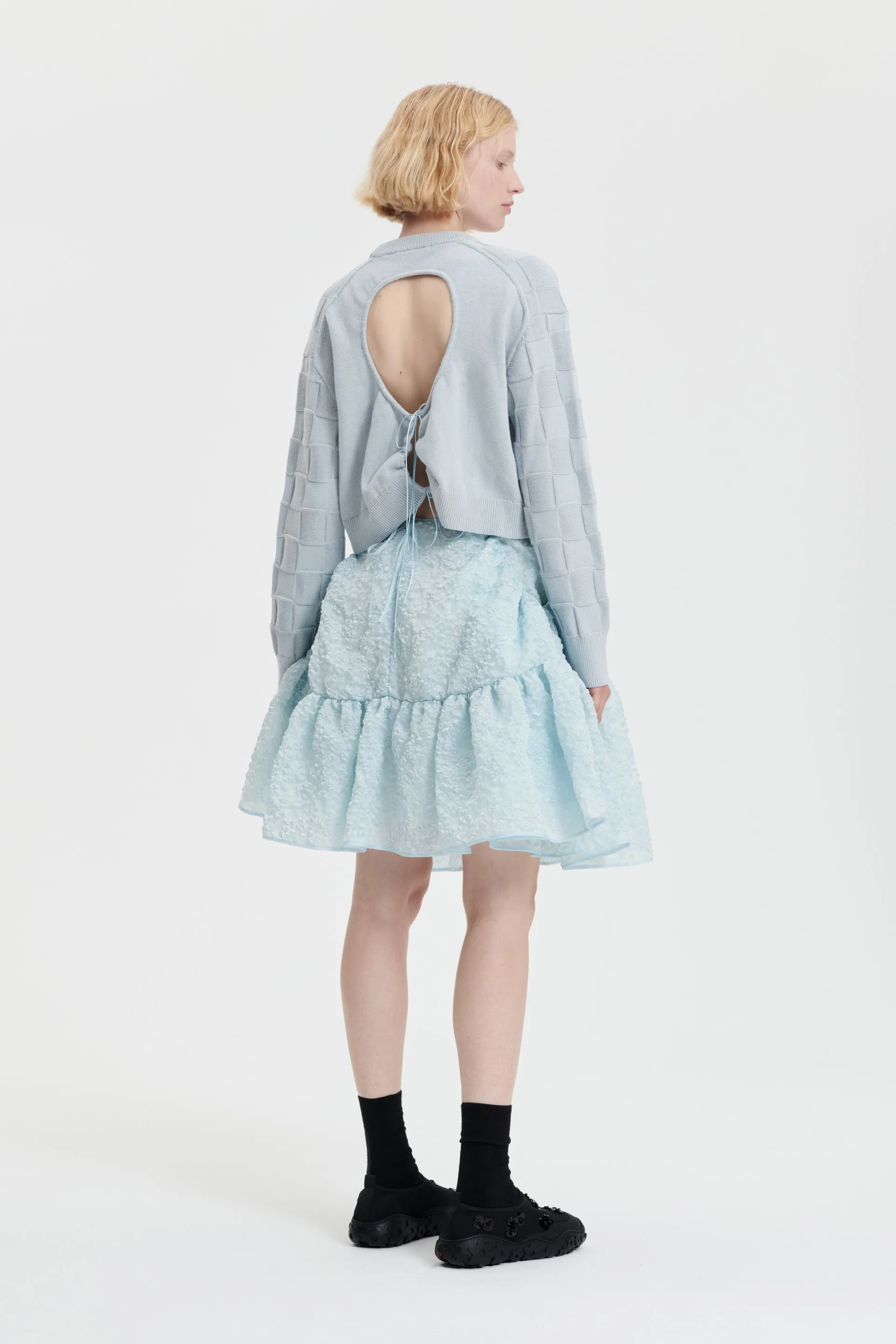 GUDRUN | JUMPER DARCY CHECK KNIT ICE BLUE