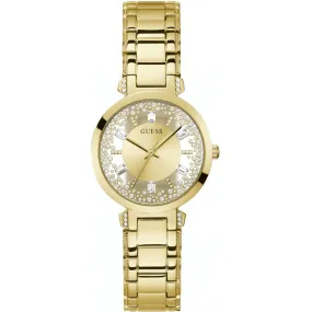 Guess Gold Tone Crystal Clear Stainless Steel Strap Ladies Watch GW0470L2