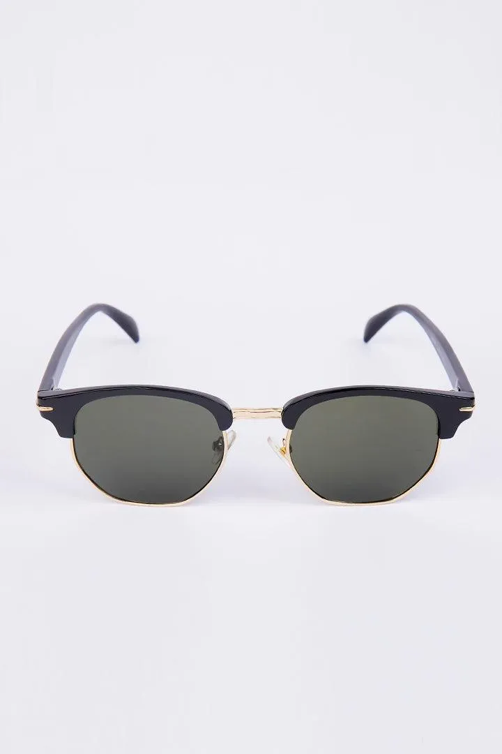 Half Rim Round Sunglasses - Green