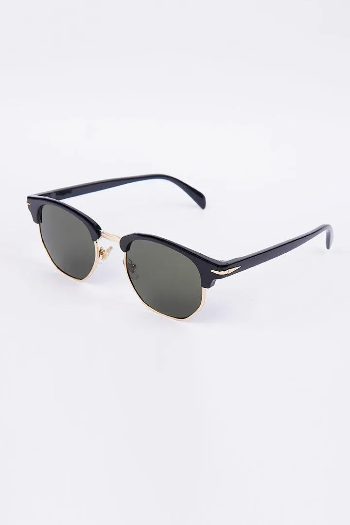 Half Rim Round Sunglasses - Green