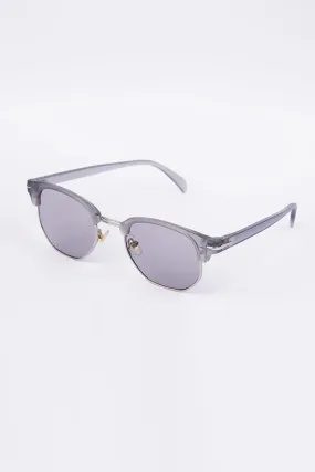 Half Rim Round Sunglasses - Grey