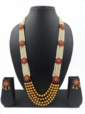 Handcrafted Simple Design Long Pearl Necklace Set For Women By Gehna Shop