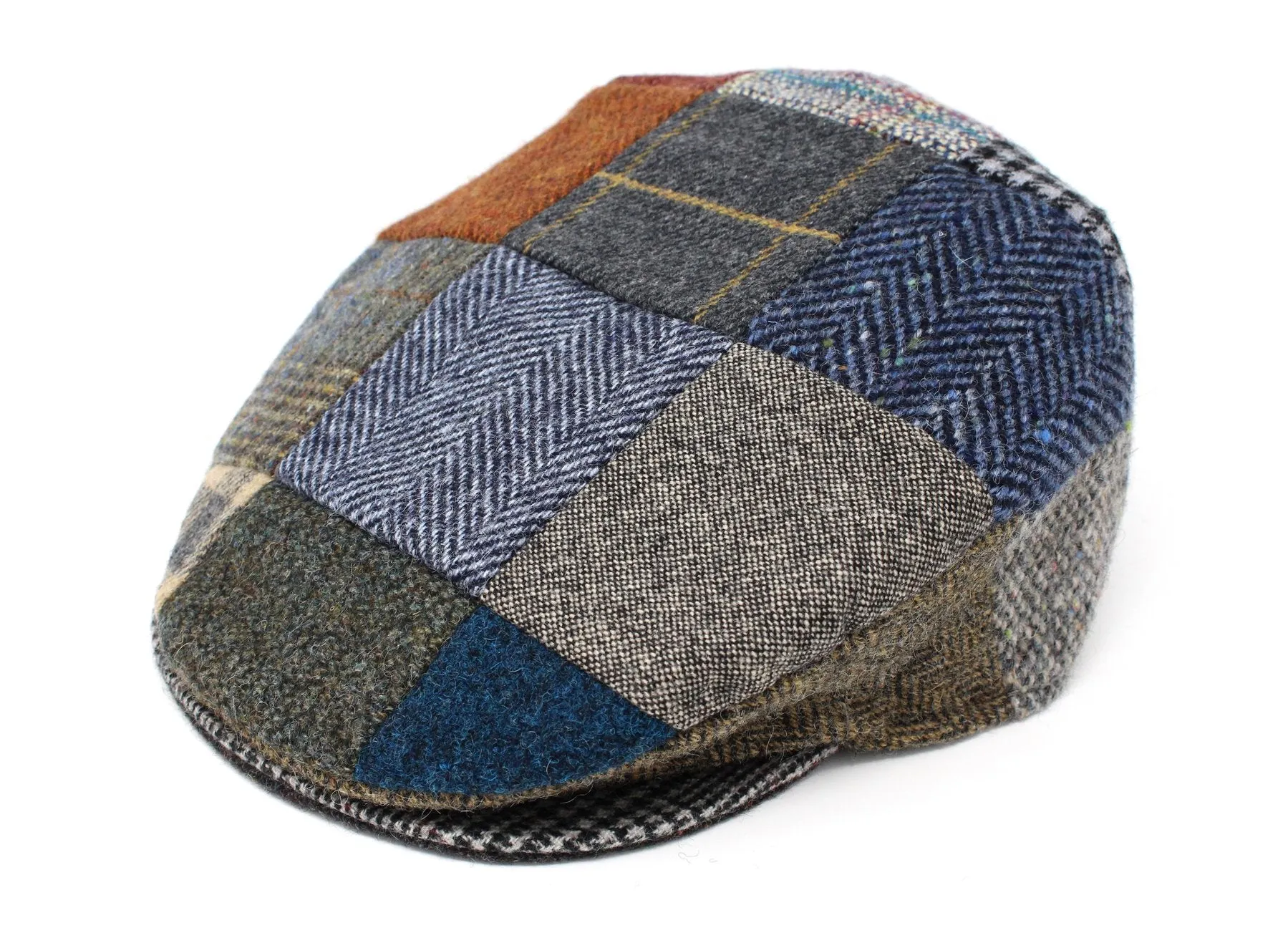 Hanna Hats Vintage Patchwork Tweed Cap Brown