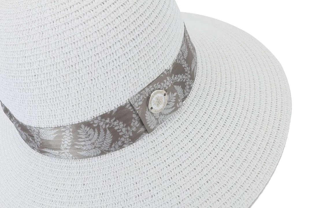 Hat Orchid White Fern Lei Brown