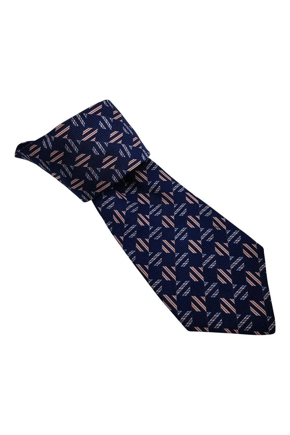 HAWES AND CURTIS 100% Silk Classic Length Blue and Pink Tie (59")