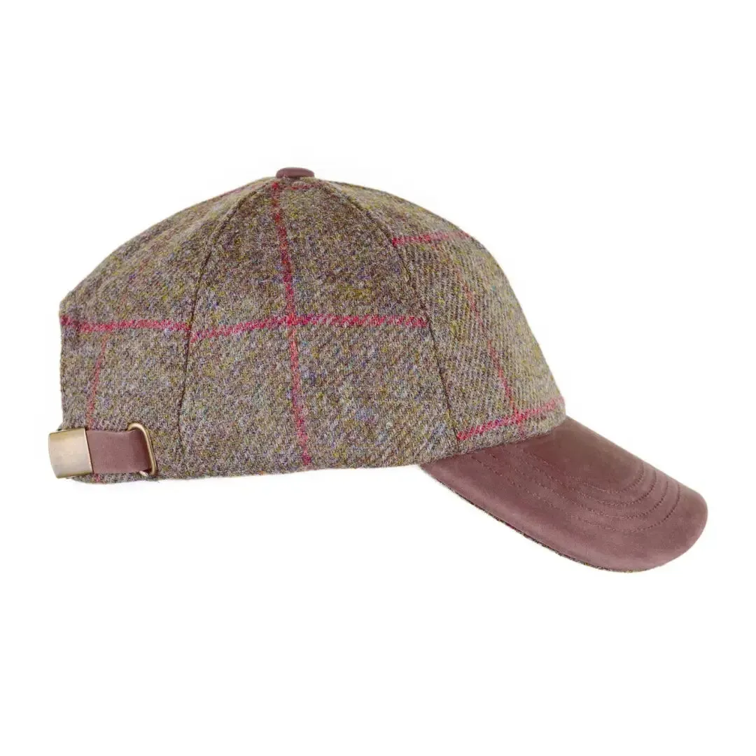 Heather Tyndrum British Tweed Leather Peak Baseball Cap