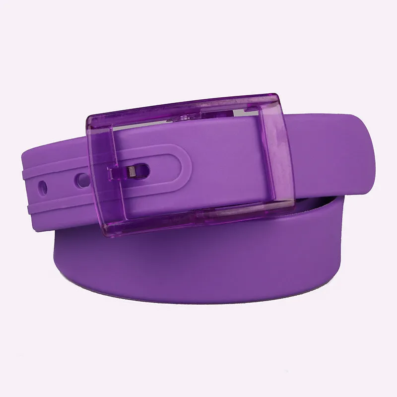 High quality silicone belt, unisex belt, plastic buckle, candy color