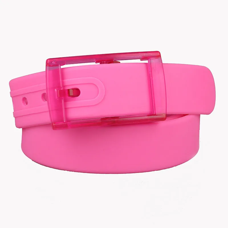 High quality silicone belt, unisex belt, plastic buckle, candy color