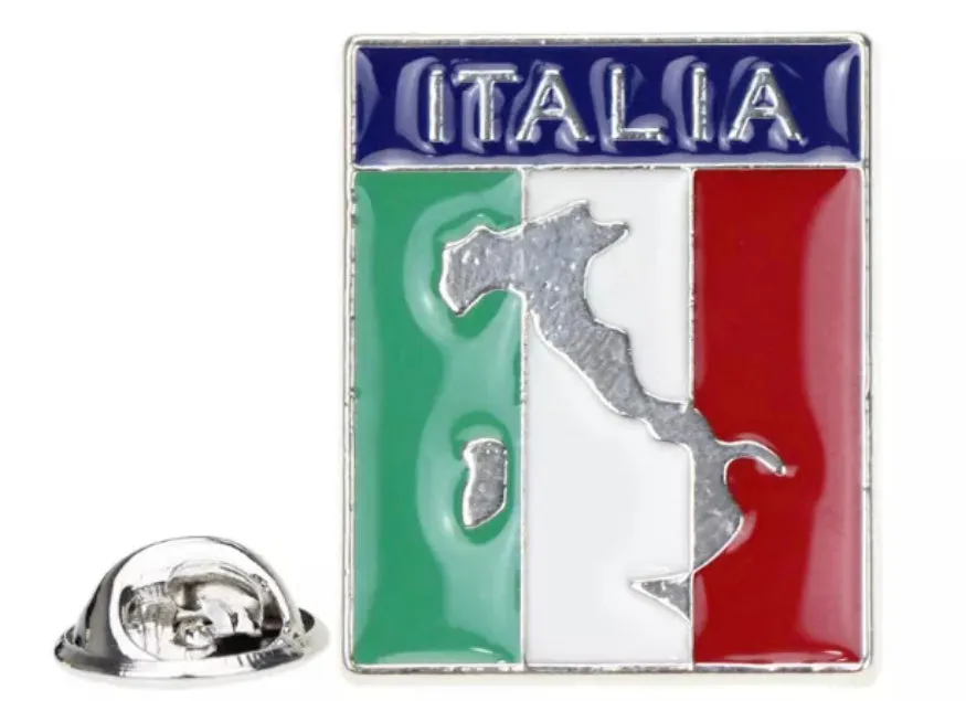 Italia Flag And World Map / Pin, Brooches