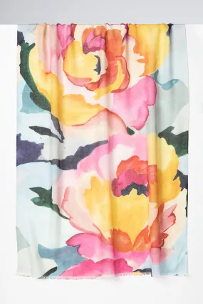 Kinross Cashmere Bold Blossoms Print Scarf