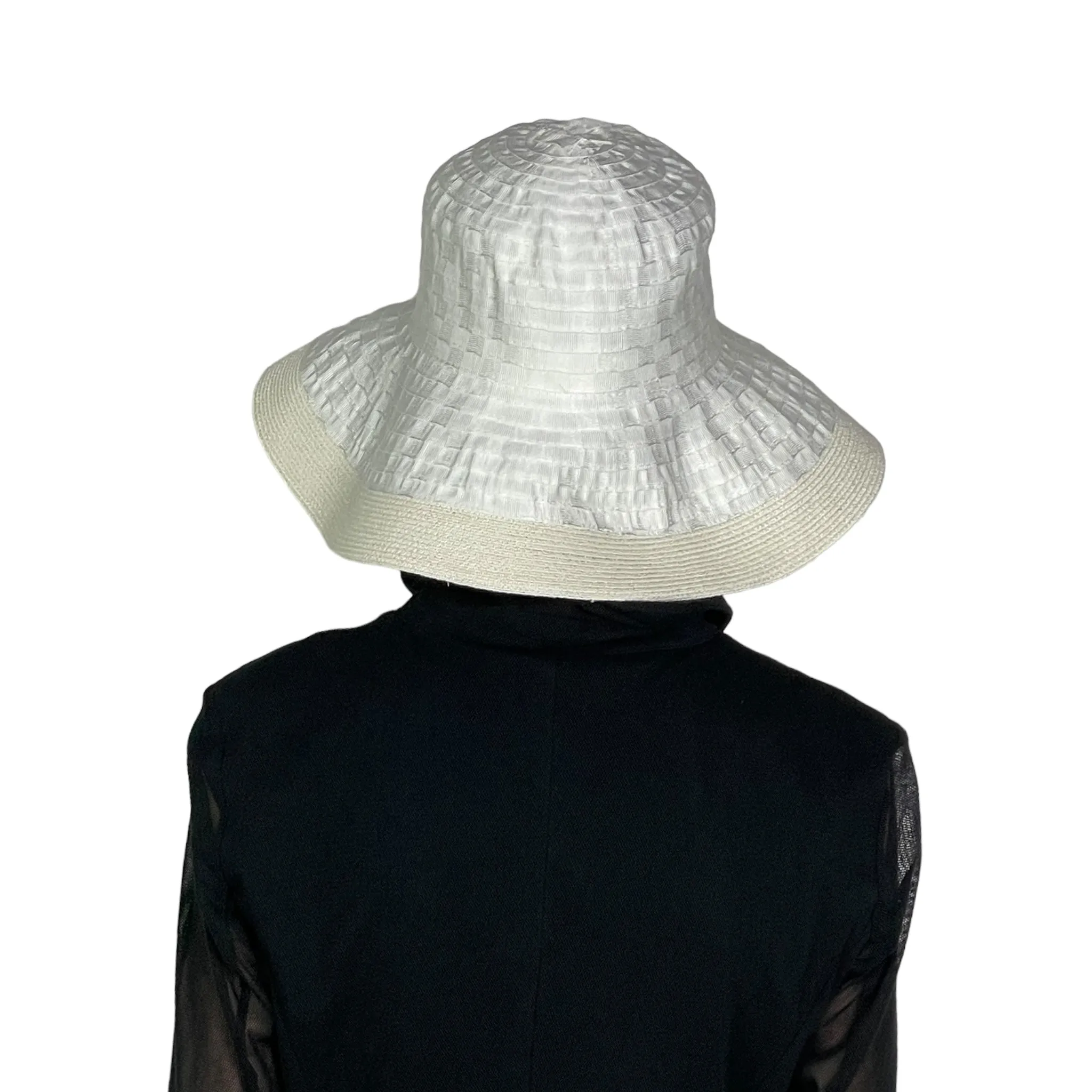 LARGE BRIM RIBBON HAT W/TRIM