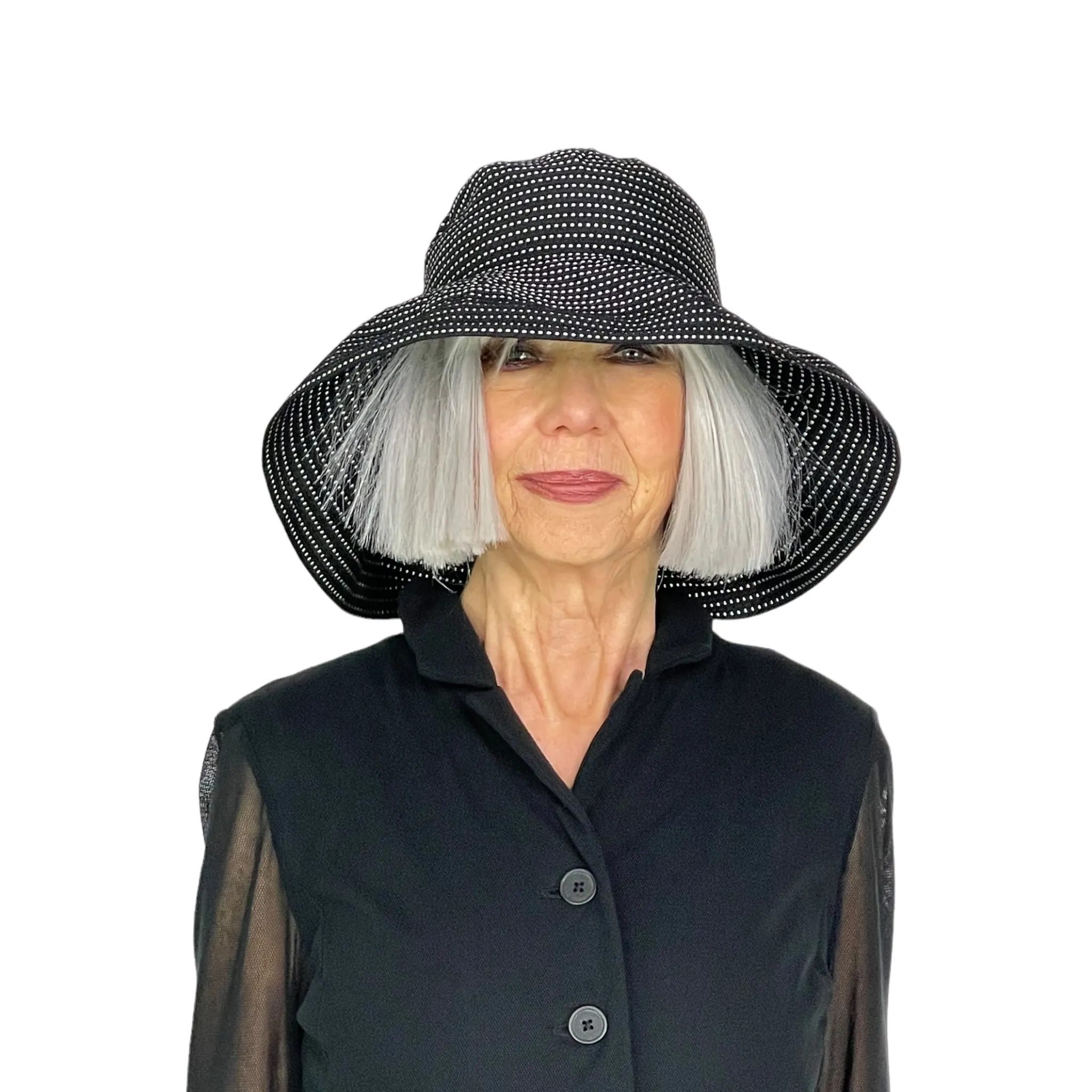 LARGE BRIM SPECK RIBBON HAT