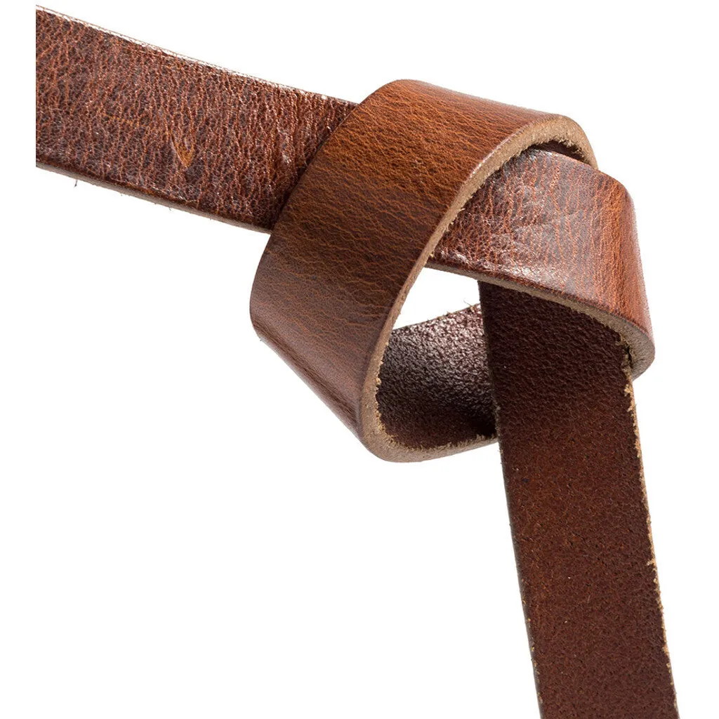 Leather belt with feminine buckle / 15852 - Cognac