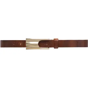 Leather belt with feminine buckle / 15852 - Cognac