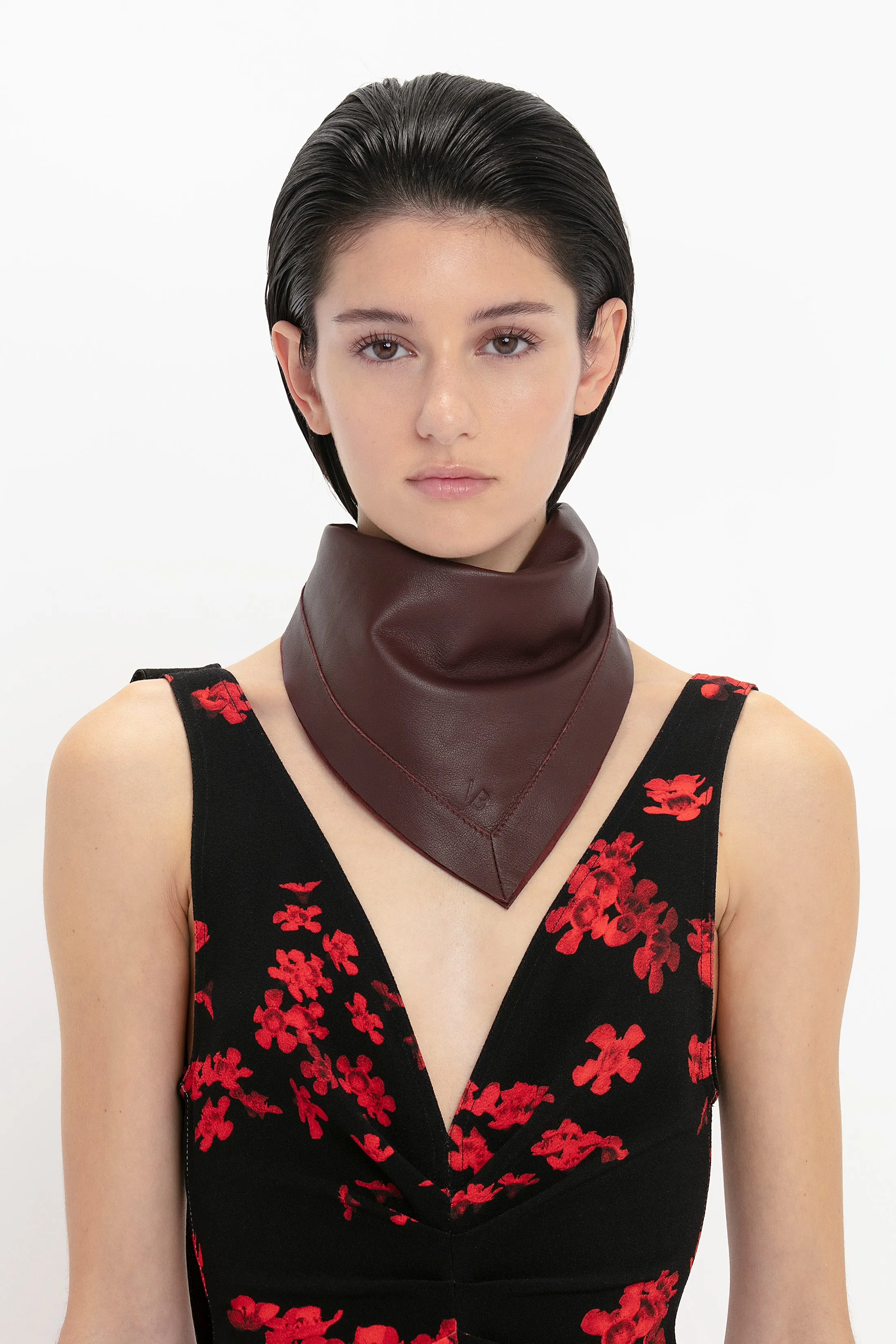 Leather Scarf In Bordeaux