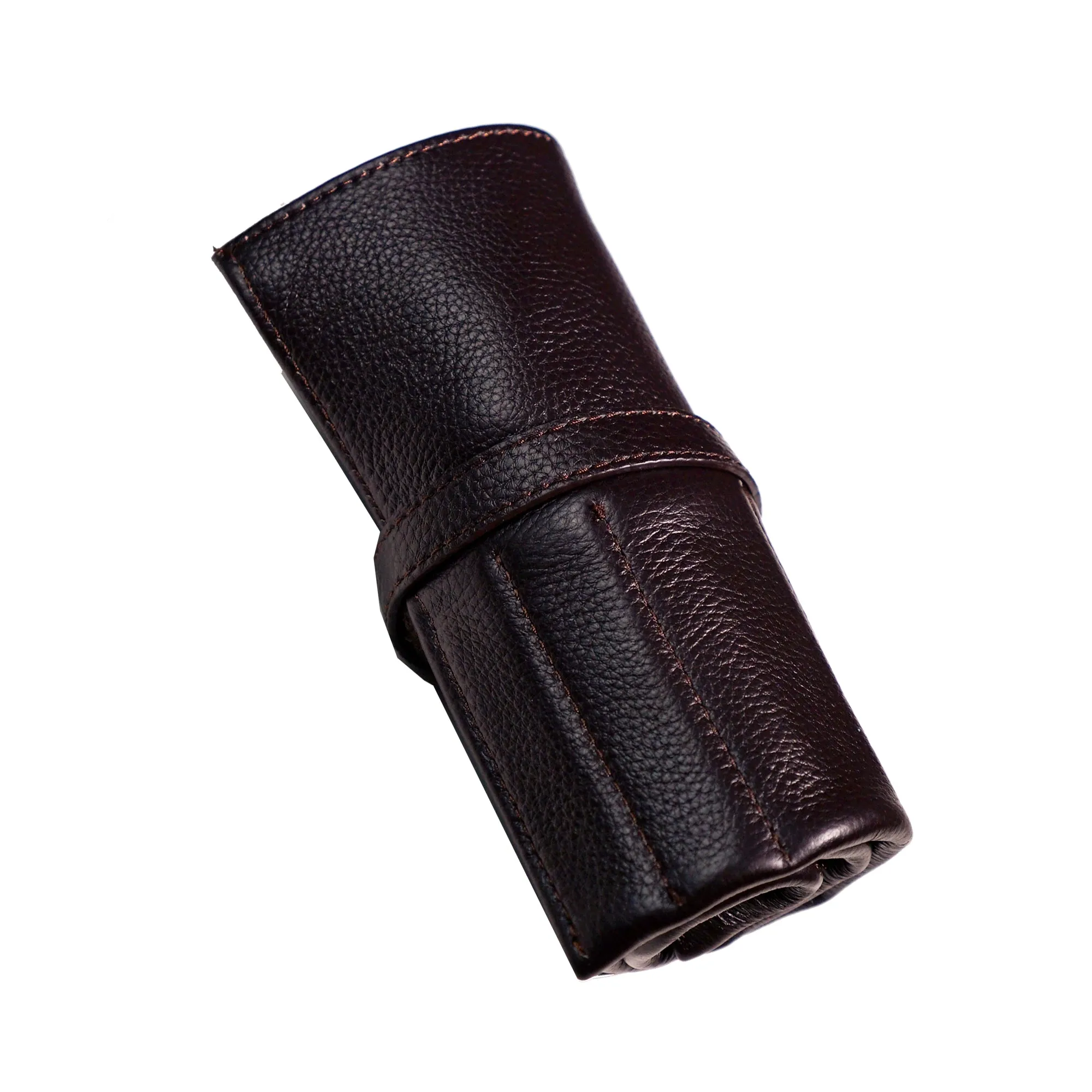 Leather Watch Roll in Brown (6 Watch Slots)