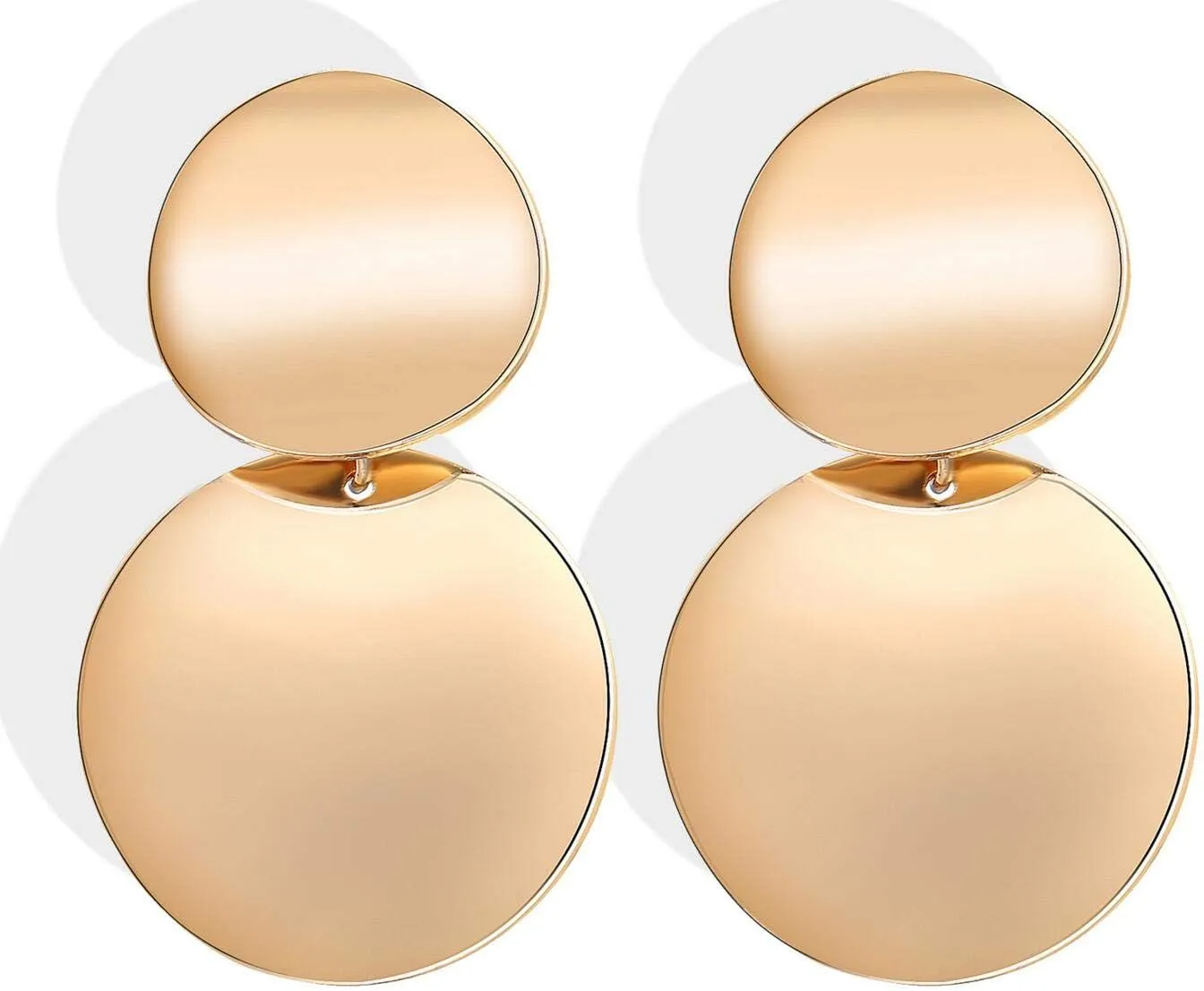 Light 14k Gold Plated Double Circle Earrings