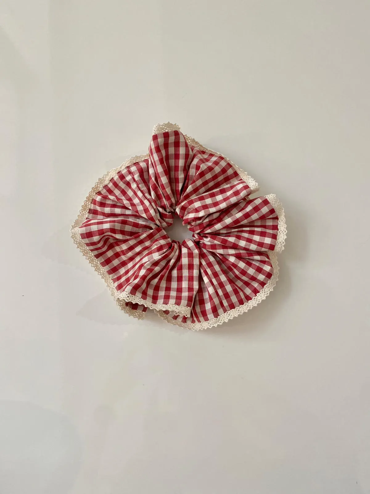 Medium Red Gingham Scrunchie