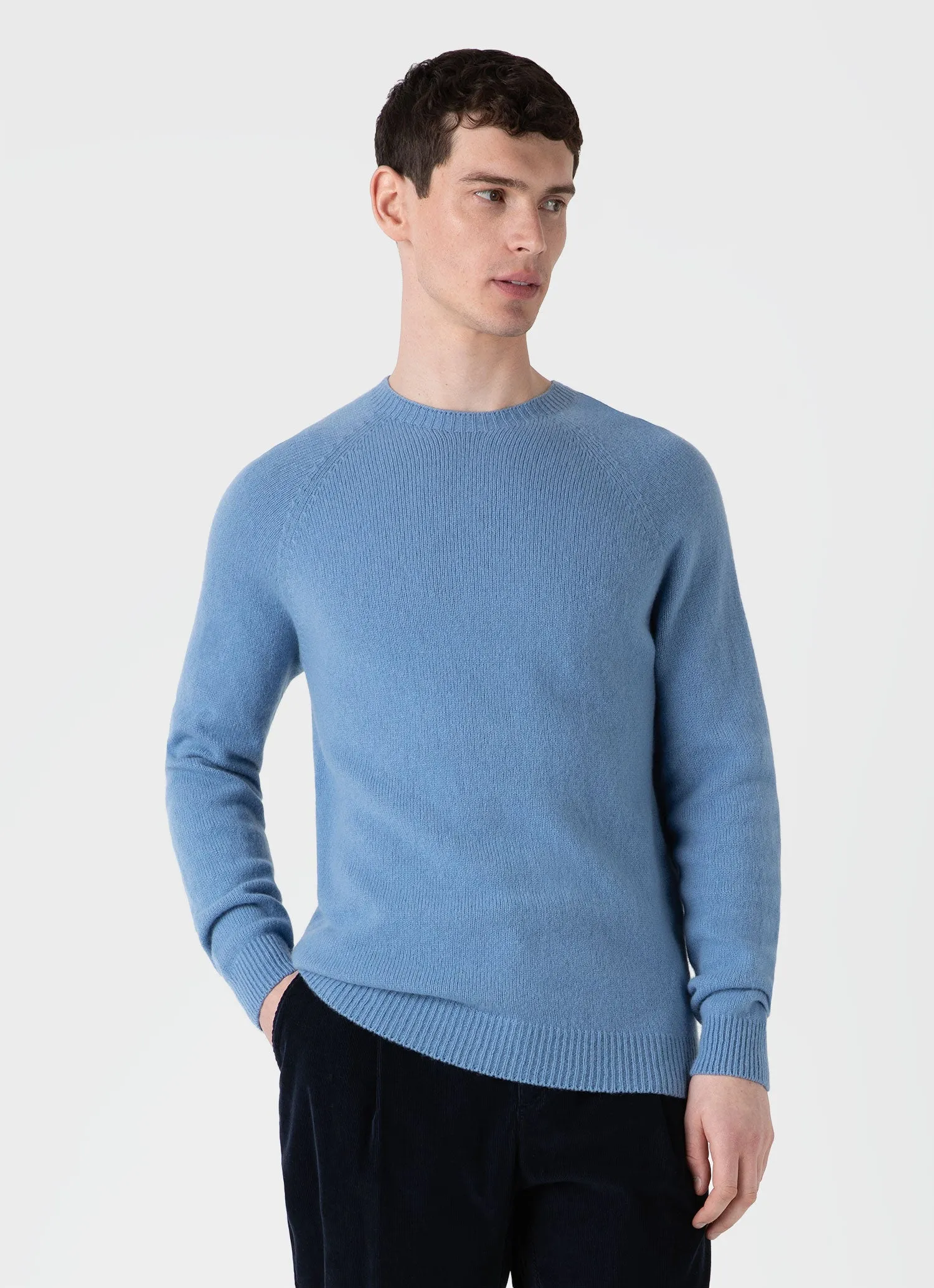 Men's Lambswool Crew Neck Jumper in Cornflower