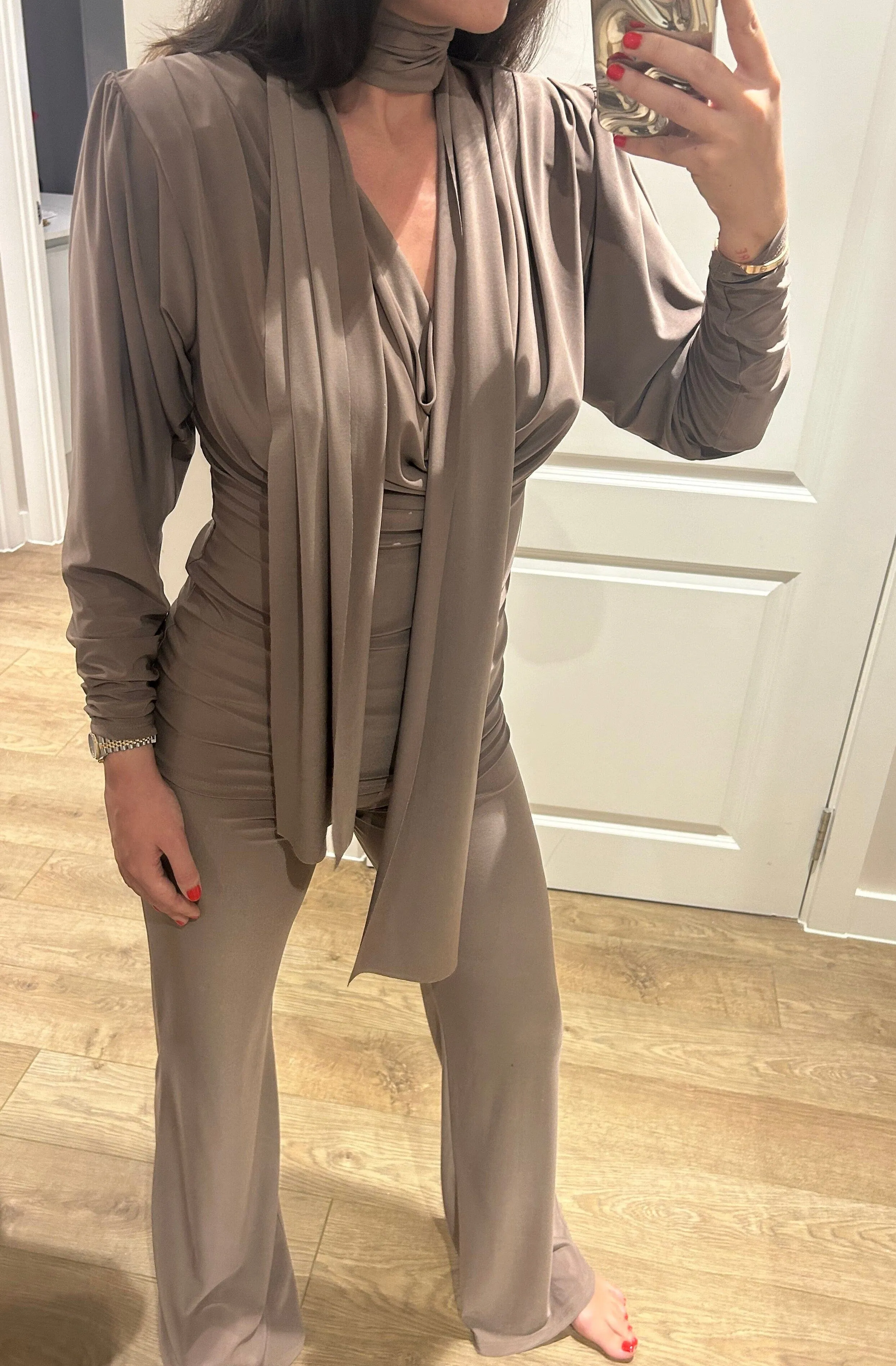 Mocha Cowl Neck Long Sleeve Loungewear