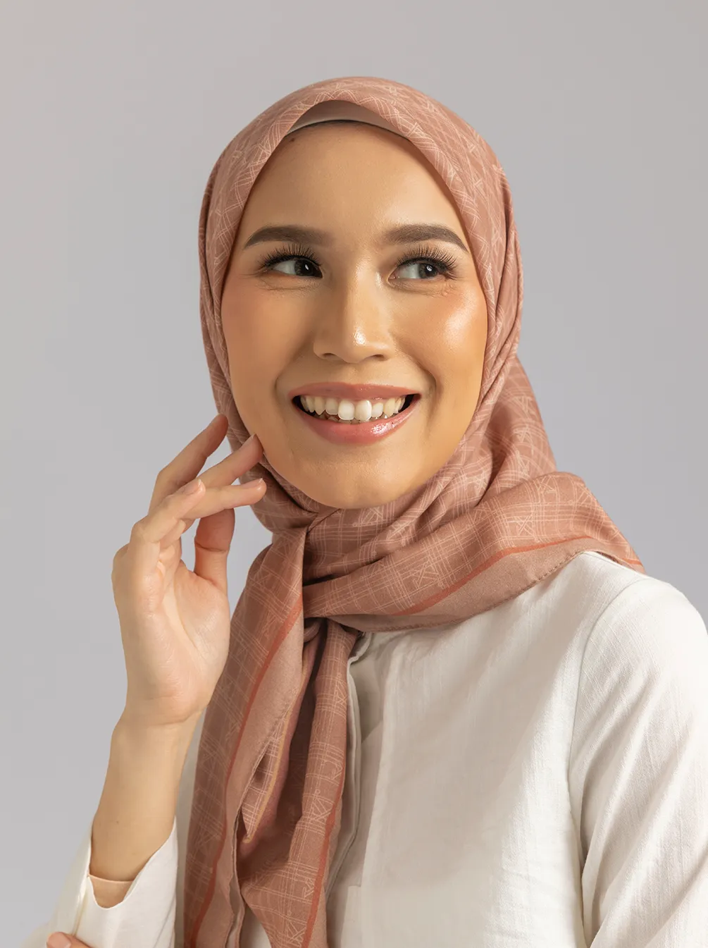 MONOGRAM SCARF DARK PEACH