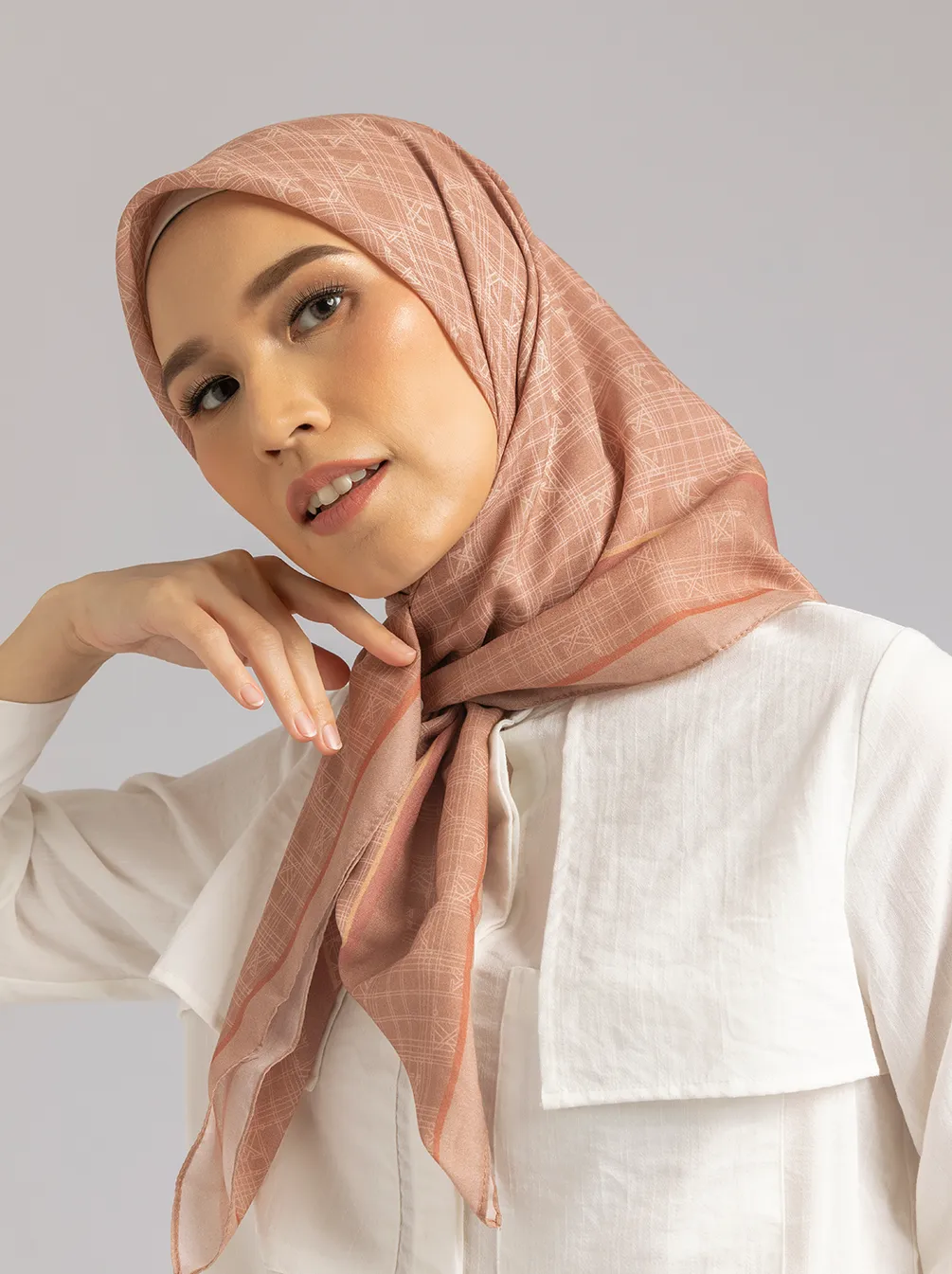 MONOGRAM SCARF DARK PEACH