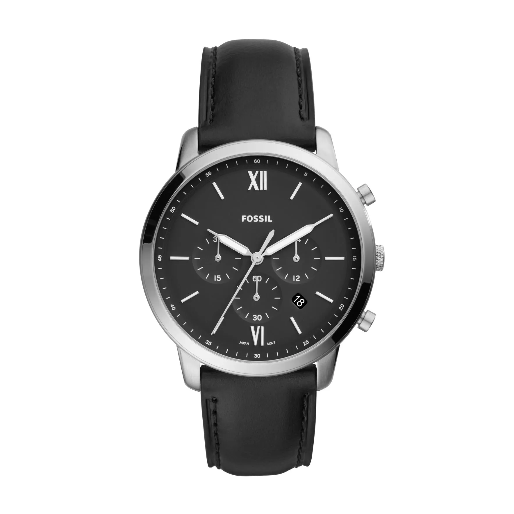 Neutra Chronograph Black Leather Watch