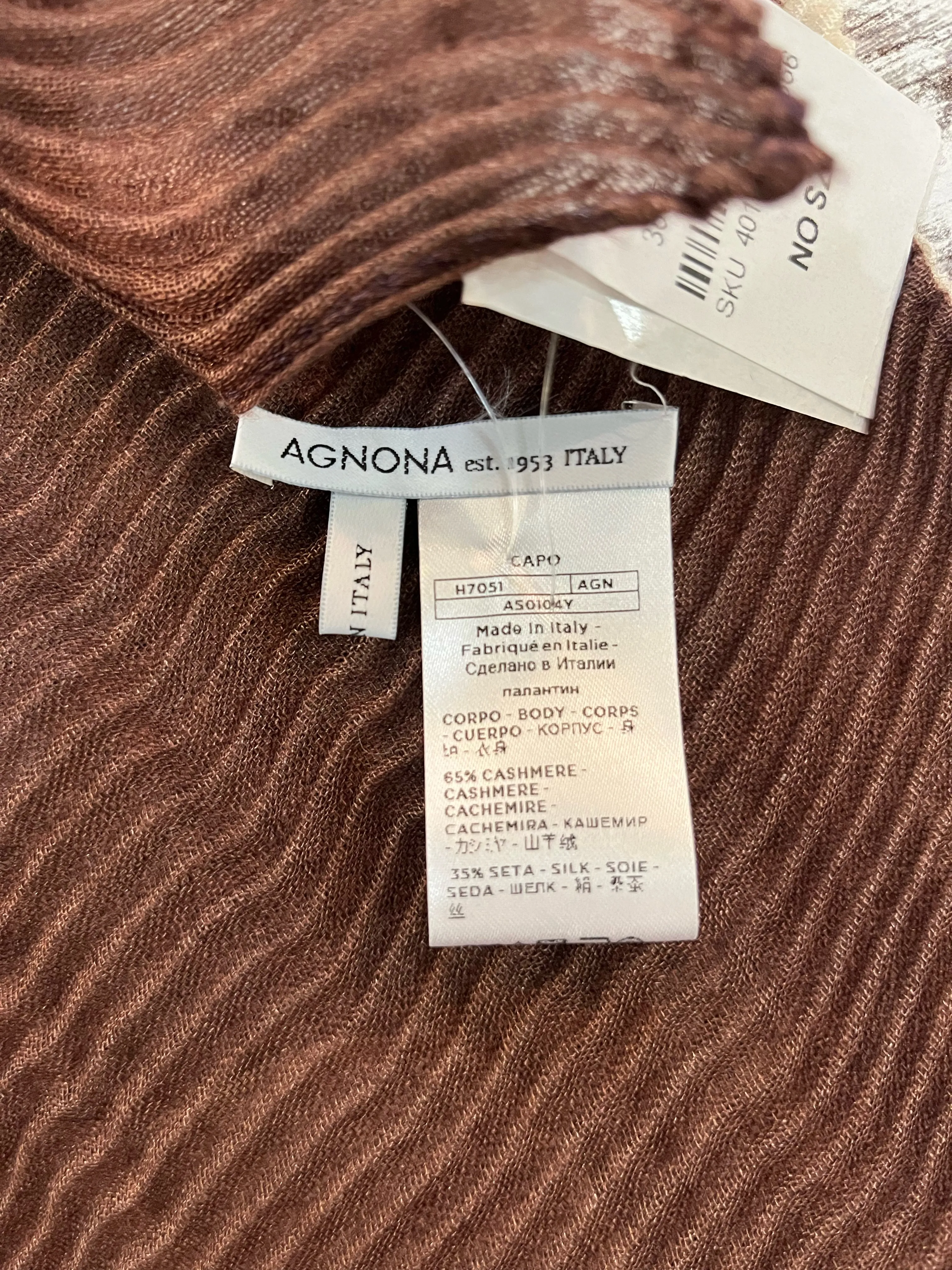 NWT Agnona Cashmere Brown Ombre Scarf